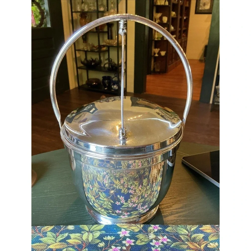 VTG Poole & Co Silver Plated Mid Century Modern Hinged Insulated Ice Bucket